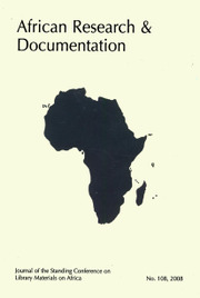 Africa Bibliography, Research and Documentation Volume 108 - Issue  -