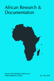 Africa Bibliography, Research and Documentation Volume 109 - Issue  -