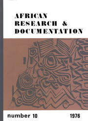 Africa Bibliography, Research and Documentation Volume 10 - Issue  -