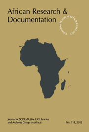 Africa Bibliography, Research and Documentation Volume 118 - Issue  -