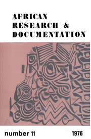 Africa Bibliography, Research and Documentation Volume 11 - Issue  -