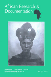 Africa Bibliography, Research and Documentation Volume 123 - Issue  -
