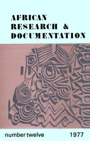 Africa Bibliography, Research and Documentation Volume 12 - Issue  -