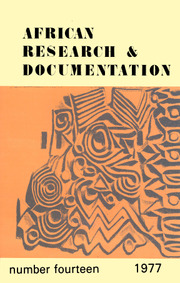 Africa Bibliography, Research and Documentation Volume 14 - Issue  -