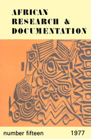 Africa Bibliography, Research and Documentation Volume 15 - Issue  -