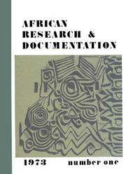 Africa Bibliography, Research and Documentation Volume 1 - Issue  -