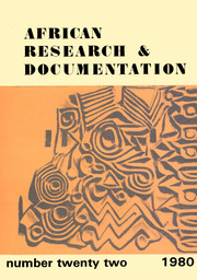 Africa Bibliography, Research and Documentation Volume 22 - Issue  -