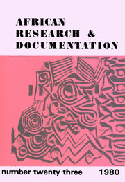 Africa Bibliography, Research and Documentation Volume 23 - Issue  -
