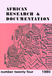 Africa Bibliography, Research and Documentation Volume 24 - Issue  -