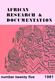 Africa Bibliography, Research and Documentation Volume 25 - Issue  -