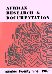 Africa Bibliography, Research and Documentation Volume 29 - Issue  -