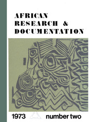Africa Bibliography, Research and Documentation Volume 2 - Issue  -
