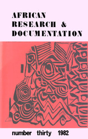 Africa Bibliography, Research and Documentation Volume 30 - Issue  -