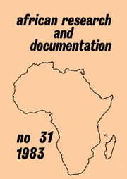 Africa Bibliography, Research and Documentation Volume 31 - Issue  -