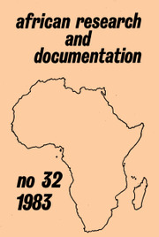 Africa Bibliography, Research and Documentation Volume 32 - Issue  -