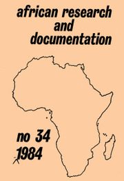 Africa Bibliography, Research and Documentation Volume 34 - Issue  -