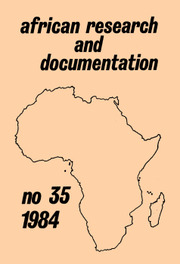 Africa Bibliography, Research and Documentation Volume 35 - Issue  -