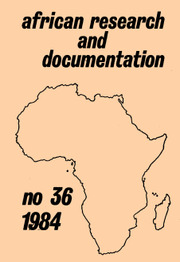 Africa Bibliography, Research and Documentation Volume 36 - Issue  -