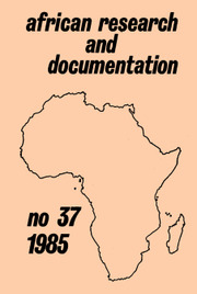 Africa Bibliography, Research and Documentation Volume 37 - Issue  -