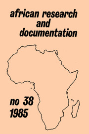 Africa Bibliography, Research and Documentation Volume 38 - Issue  -