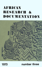 Africa Bibliography, Research and Documentation Volume 3 - Issue  -