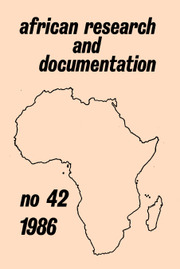 Africa Bibliography, Research and Documentation Volume 42 - Issue  -