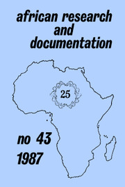 Africa Bibliography, Research and Documentation Volume 43 - Issue  -