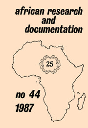 Africa Bibliography, Research and Documentation Volume 44 - Issue  -