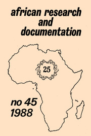 Africa Bibliography, Research and Documentation Volume 45 - Issue  -