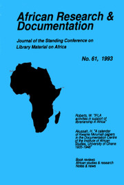 Africa Bibliography, Research and Documentation Volume 61 - Issue  -