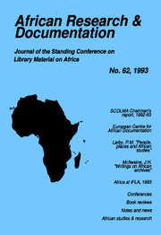 Africa Bibliography, Research and Documentation Volume 62 - Issue  -