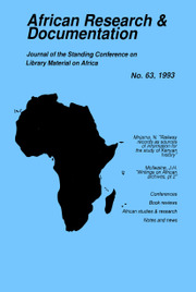 Africa Bibliography, Research and Documentation Volume 63 - Issue  -