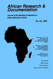 Africa Bibliography, Research and Documentation Volume 64 - Issue  -