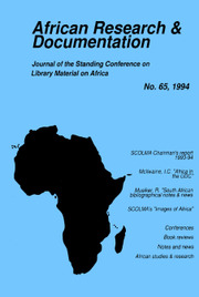 Africa Bibliography, Research and Documentation Volume 65 - Issue  -