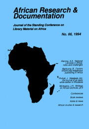 Africa Bibliography, Research and Documentation Volume 66 - Issue  -