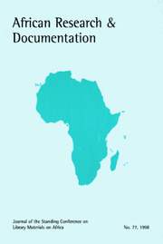 Africa Bibliography, Research and Documentation Volume 76 - Issue  -