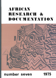 Africa Bibliography, Research and Documentation Volume 7 - Issue  -