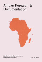 Africa Bibliography, Research and Documentation Volume 84 - Issue  -