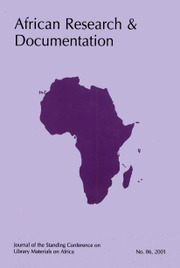 Africa Bibliography, Research and Documentation Volume 86 - Issue  -