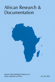 Africa Bibliography, Research and Documentation Volume 88 - Issue  -