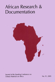 Africa Bibliography, Research and Documentation Volume 91 - Issue  -