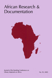 Africa Bibliography, Research and Documentation Volume 93 - Issue  -