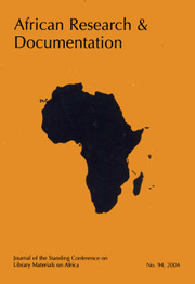 Africa Bibliography, Research and Documentation Volume 94 - Issue  -