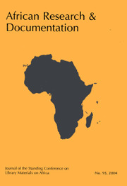 Africa Bibliography, Research and Documentation Volume 95 - Issue  -