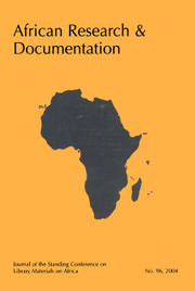 Africa Bibliography, Research and Documentation Volume 96 - Issue  -
