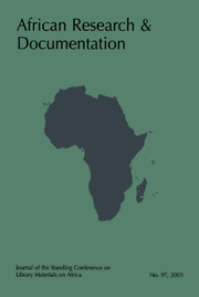 Africa Bibliography, Research and Documentation Volume 97 - Issue  -