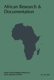Africa Bibliography, Research and Documentation Volume 98 - Issue  -