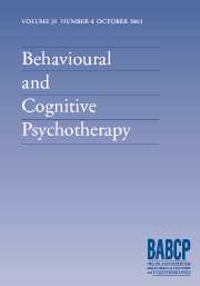 Behavioural and Cognitive Psychotherapy Volume 31 - Issue 4 -