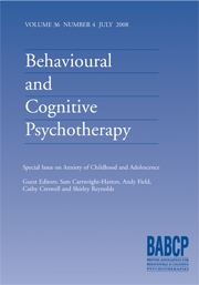 Behavioural and Cognitive Psychotherapy Volume 36 - Special Issue4 -  Anxiety of Childhood and Adolescence