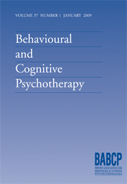 Behavioural and Cognitive Psychotherapy Volume 37 - Issue 1 -